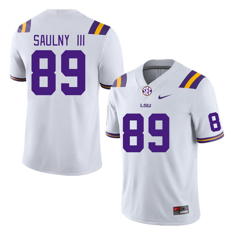 Men #89 Donald Saulny III LSU Tigers College Football Jerseys Stitched-White